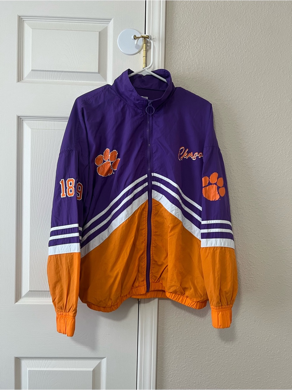 Clemson Tigers Colorblock Full Zip Windbreaker Wear by Erin Andrews Women’s XL